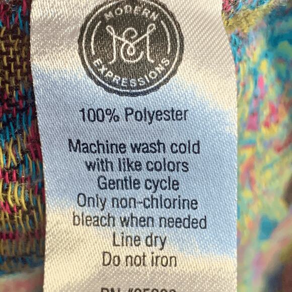 Modern Expressions Scarf Colorful Paisley Woven Shawl Wrap Fringe Detail Boho - Picture 9 of 10